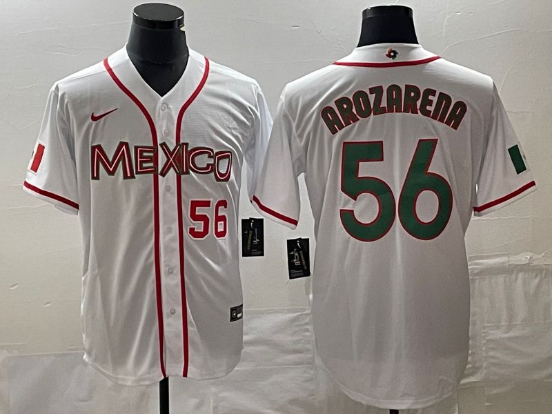 Men 2023 World Cub Mexico #56 Arozarena White green Nike MLB Jersey 6